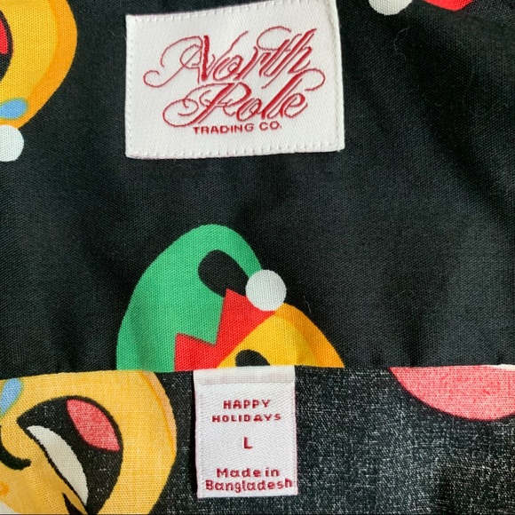NORTH POLE Shirt Trading Company Sz Large Long Sleeve Christmas Emoji’s - Picture 4 of 7